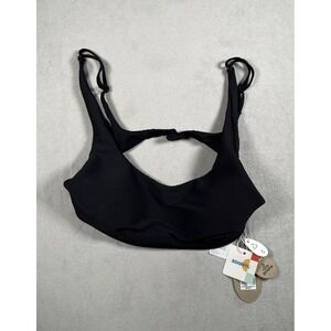 NWT Prana Shoreline Top Women's L Ottoman Black Bikini Ribbed UPF 50+ Retail-$60